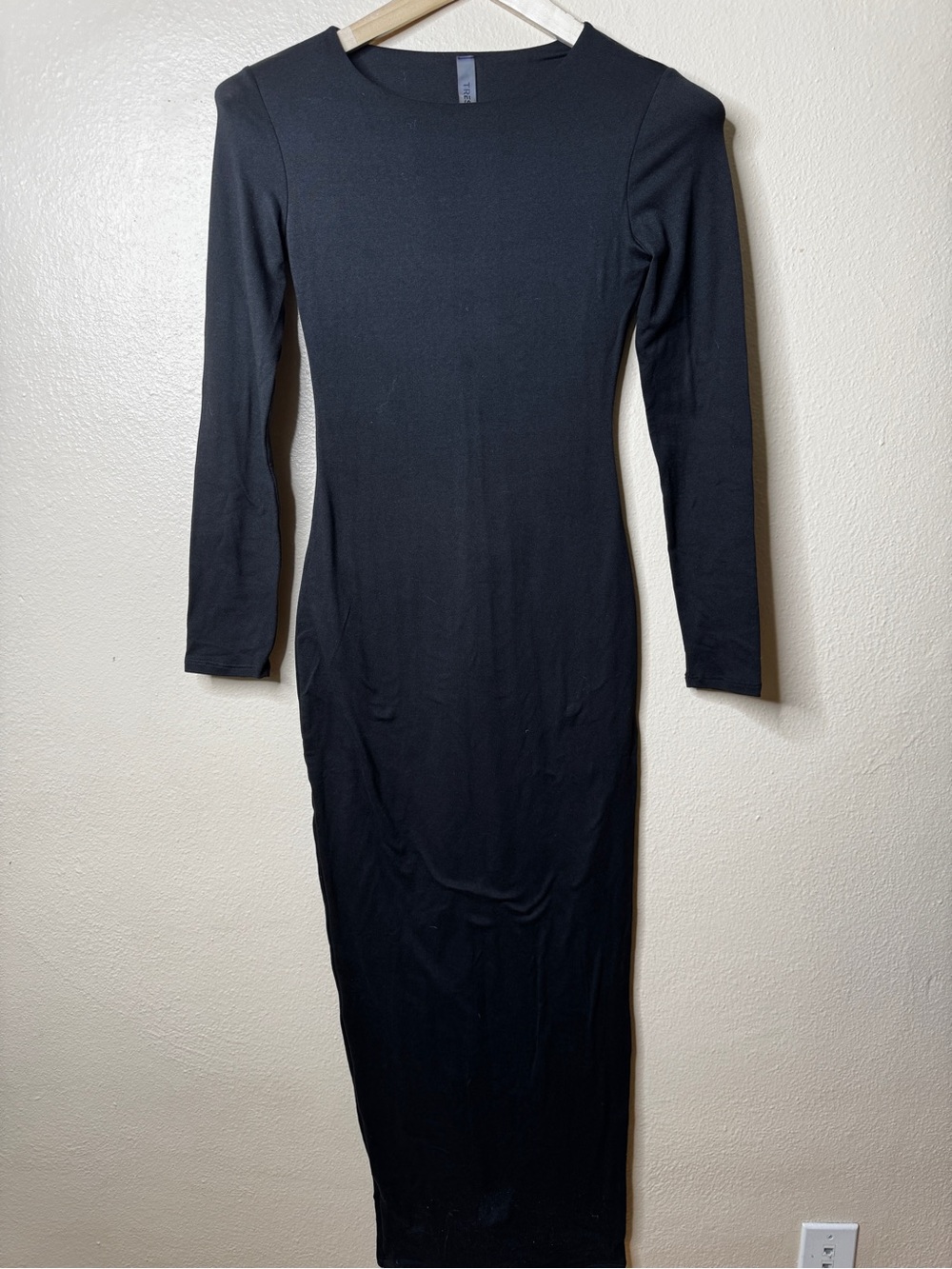 Tresser Dress Women's Medium Black Bodycon Maxi Side Slit Minimalist